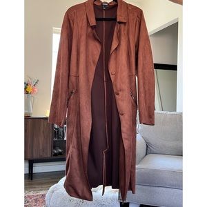 host pick x2!🧚🏻‍♀️✨ Torrid Chocolate Brown Faux Suede Longline Trench Jacket